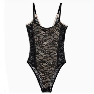 TopShop Black Contrast Lace Bodysuit